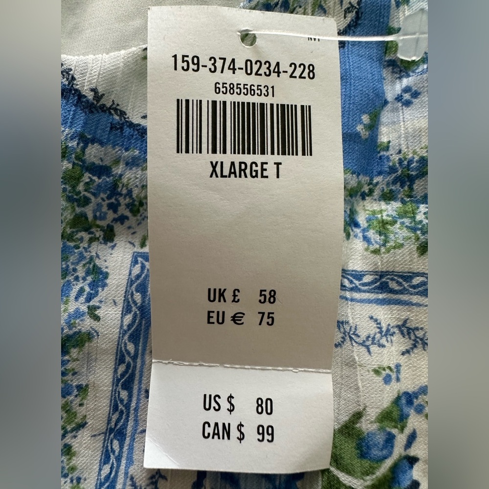 Abercrombie & Fitch Light Blue Floral Open-Back Trapeze Mini Dress Size XL Tall - Picture 10 of 13